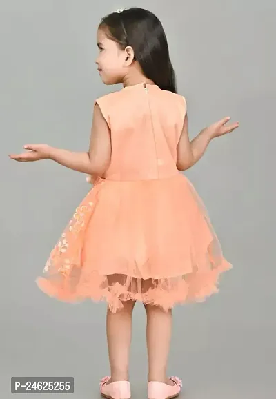 Stylish Cotton Blend Orange Frocks For Girls-thumb2