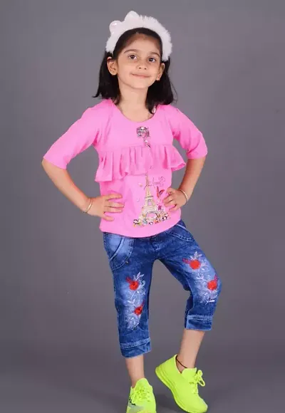 Stylish Top With Bottom Set For Girls