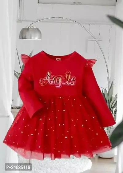 Stylish Cotton Blend Red Frocks For Girls-thumb0