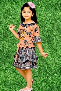 Stylish Cotton Blend Orange Frocks For Girls-thumb1