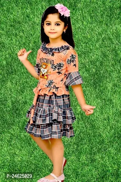 Stylish Cotton Blend Orange Frocks For Girls-thumb2