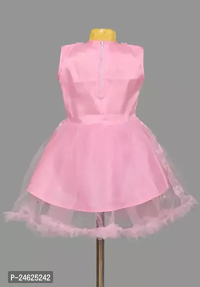 Stylish Cotton Blend Pink Frocks For Girls-thumb2