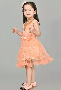 Stylish Cotton Blend Orange Frocks For Girls-thumb2