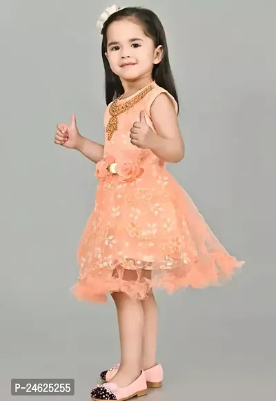 Stylish Cotton Blend Orange Frocks For Girls-thumb3