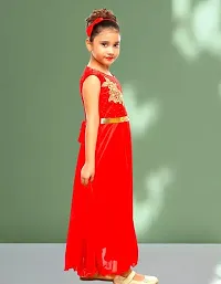 Stylish Cotton Blend Red Frocks For Girls-thumb1