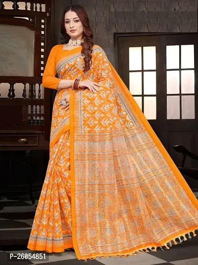 Elegant Yellow Khadi Cotton Women Saree with Blouse piece