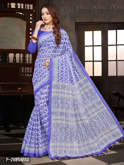 Elegant Purple Khadi Cotton Women Saree with Blouse piece