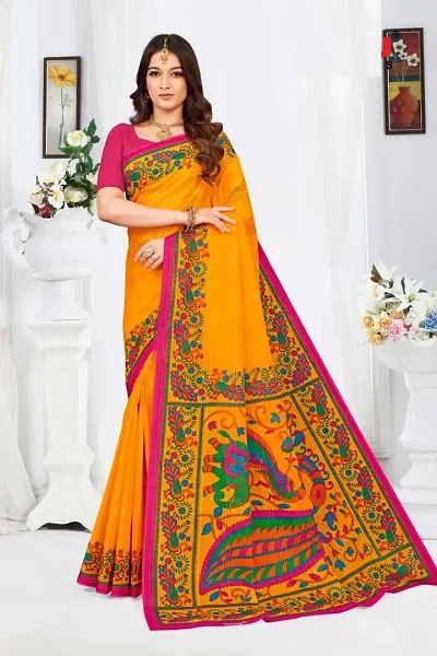 Elegant Madhubani Women Saree with Blouse piece