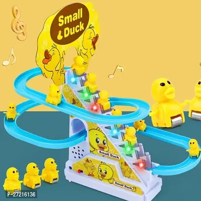 OPINA Duck Track Toys for Kids - Small Ducks Stair Climbing Toys for Kids , Escalator Toy with Lights and Music - 3 Duck Included-thumb0