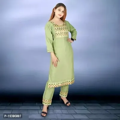 Stylish Green Rayon A-Line Kurta Bottom Set For Women