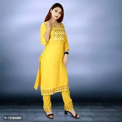 Stylish Yellow Rayon A-Line Kurta Bottom Set For Women-thumb0