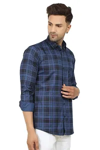 Reliable Blue Cotton Blend Checked Long Sleeves Casual Shirts For Men-thumb1