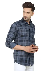 Reliable Grey Cotton Blend Checked Long Sleeves Casual Shirts For Men-thumb1