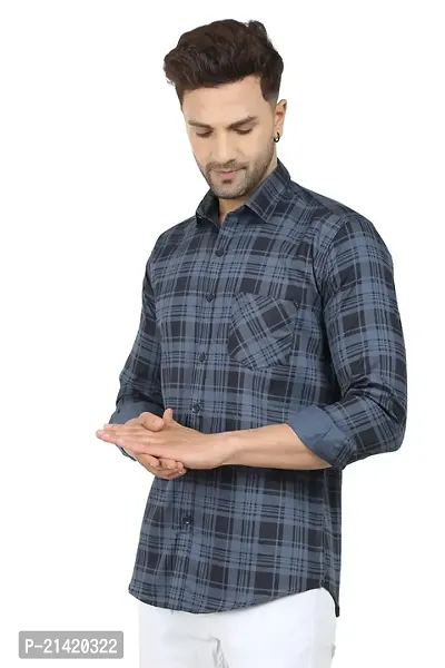 Reliable Grey Cotton Blend Checked Long Sleeves Casual Shirts For Men-thumb4