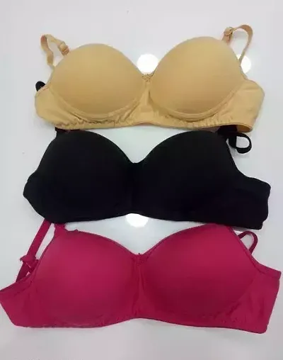 WOMENS LIGHTLY STRAP REMOVABLE PADDED BRA PACK OF 3