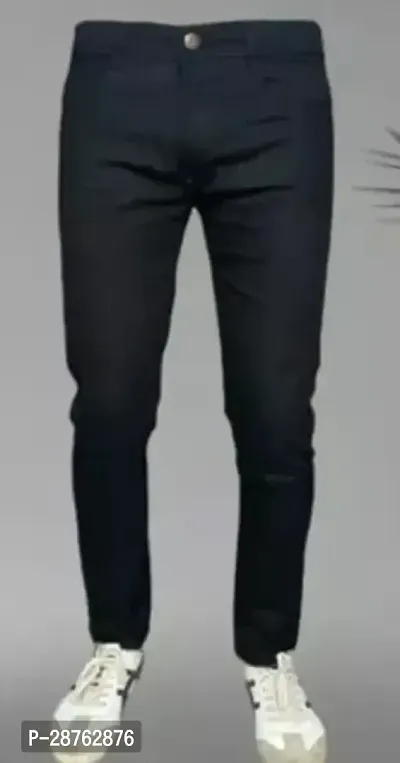 Classic Black Denim Regular Fit Jeans For Men