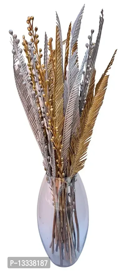 Fab n Style Artificial Dry Palm Leaves With Moti Stick (Gold, 25 Pieces)(Artificial Flora)