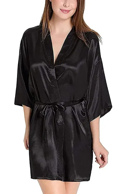 GC GLORIOUS CHOICE Women Satin Babydoll Kimono Nightwear Robe