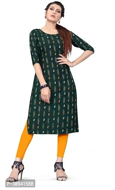 Stylish Green Crepe Stitched Kurta For Women-thumb0