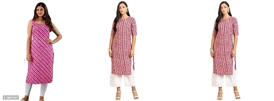 Stylish Multicoloured Crepe Kurta For Women Pack Of 3