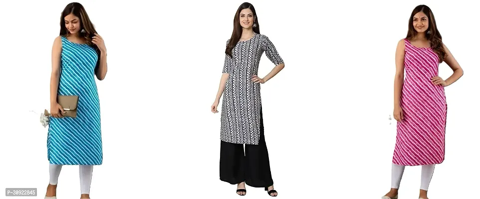 Stylish Multicoloured Crepe Kurta For Women Pack Of 3