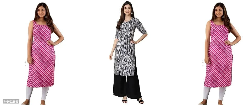 Stylish Multicoloured Crepe Kurta For Women Pack Of 3