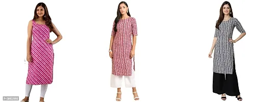 Stylish Multicoloured Crepe Kurta For Women Pack Of 3