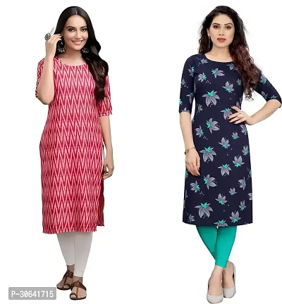 Stylish Multicoloured Crepe Stitched Kurta For Women Combo Of 2-thumb0