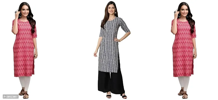 Stylish Multicoloured Crepe Kurta For Women Pack Of 3