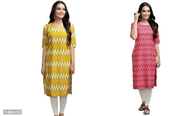 Stylish Multicoloured Crepe Stitched Kurta For Women Combo Of 2