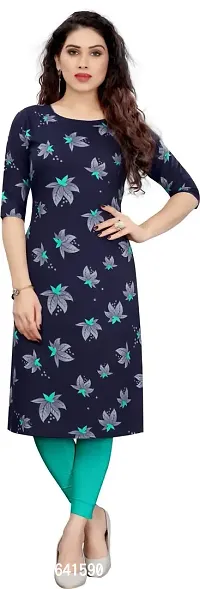 Stylish Navy Blue Crepe Stitched Kurta For Women-thumb0