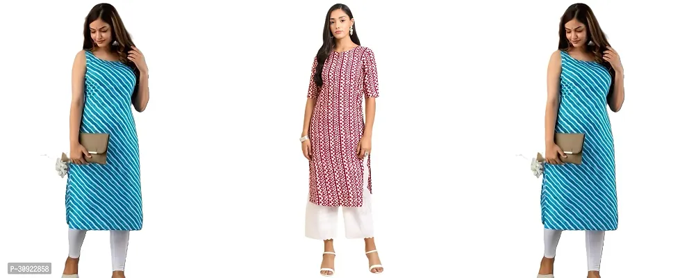 Stylish Multicoloured Crepe Kurta For Women Pack Of 3