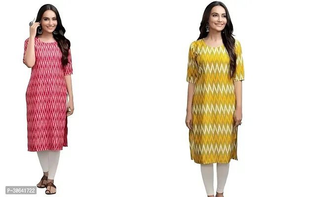 Stylish Multicoloured Crepe Stitched Kurta For Women Combo Of 2-thumb0