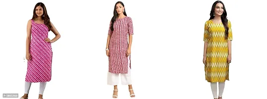 Stylish Multicoloured Crepe Kurta For Women Pack Of 3