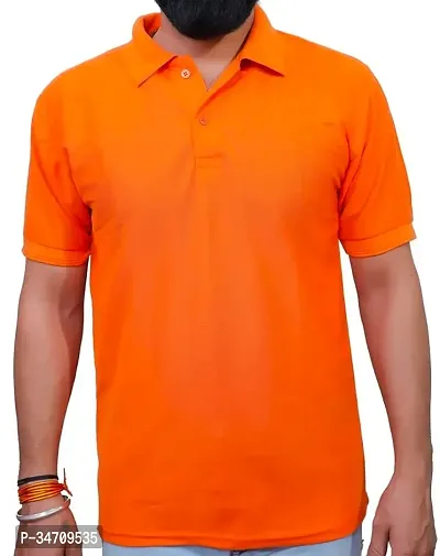 Stylish Orange Cotton T-Shirt For Men-thumb0