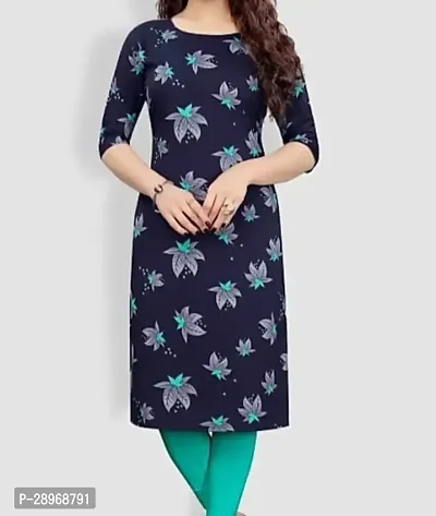 Elegant Blue Cotton Blend Printed Kurta For Women-thumb0