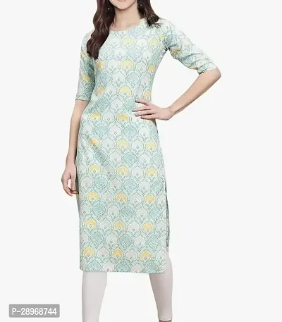 Elegant Grey Cotton Blend Printed Kurta For Women-thumb0