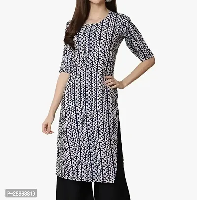 Elegant Blue Cotton Blend Printed Kurta For Women-thumb0