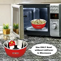 Microwave Bowl Set with Lid, Steel Bowl Set, Mixing Bowl, Dinner Set, Food Containers, Bowl 500ml,Set of 3, Red-thumb3