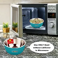 Microwave Bowl Set with Lid, Steel Bowl Set, Mixing Bowl, Dinner Set, Food Containers, Bowl 500ml, Set of 6, Green-thumb3