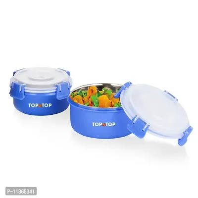 TOPMTOP Microwave Safe Lunch Box Containers, Food Storage, Food Serving, Each Container 300ml, (Blue)-thumb0