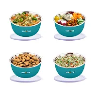 Microwave Bowl Set with Lid, Steel Bowl Set, Mixing Bowl, Dinner Set, Food Containers, Bowl 500ml, Set of 6, Green-thumb4