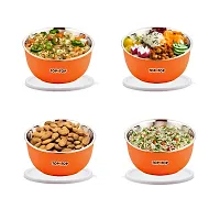 TOPMTOP Microwave Safe Bowl, Bowl Sets, Stainless Steel Serving Bowls, Kitchen Food Storage Bowls, Mixing Bowls, Kitchen Food Container 450ml, Pack of 2, Orange-thumb2