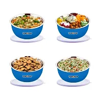 TOPMTOP Microwave Safe Bowl, Bowl Sets, Stainless Steel Serving Bowls, Kitchen Food Storage Bowls, Mixing Bowls, Kitchen Items, Bowl 450ml, Pack of 4, Blue-thumb1