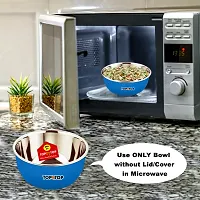 Microwave Bowl Set with Lid, Steel Bowl Set, Mixing Bowl, Dinner Set, Food Containers, Bowl 500ml, Set of 2, Blue-thumb3
