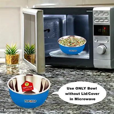 Microwave Bowl Set with Lid, Steel Bowl Set, Mixing Bowl, Dinner Set, Food Containers, Bowl 500ml, Set of 2, Blue-thumb4