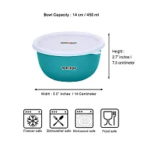 Microwave Bowl Set with Lid, Steel Bowl Set, Mixing Bowl, Dinner Set, Food Containers, Bowl 500ml, Set of 4, Green-thumb1