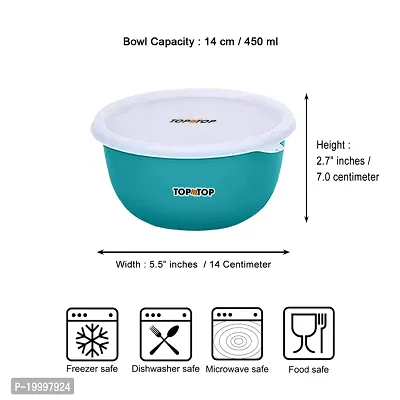 Microwave Bowl Set with Lid, Steel Bowl Set, Mixing Bowl, Dinner Set, Food Containers, Bowl 500ml, Set of 4, Green-thumb2