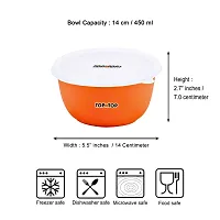 TOPMTOP Microwave Safe Bowl, Bowl Sets, Stainless Steel Serving Bowls, Kitchen Food Storage Bowls, Mixing Bowls, Kitchen Food Container 450ml, Pack of 2, Orange-thumb3