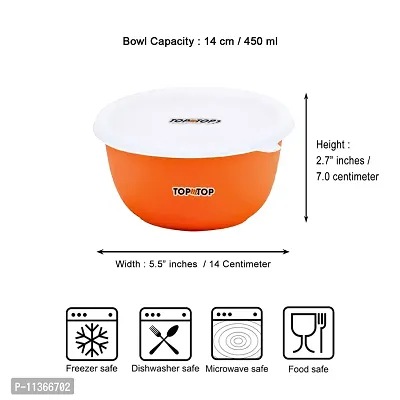 TOPMTOP Microwave Safe Bowl, Bowl Sets, Stainless Steel Serving Bowls, Kitchen Food Storage Bowls, Mixing Bowls, Kitchen Food Container 450ml, Pack of 2, Orange-thumb4
